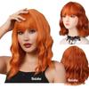 Hot Sale Fashion Women Wigs with Bob Orange Straight Bangs Soft Fluffy Brazilian Vietnamese Texture Brazilian Wavy Curly Hair
