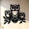 Glamorous Metal Owl Wall Art, 11.81" Iron Sculpture for Indoor & Outdoor Home Decor
