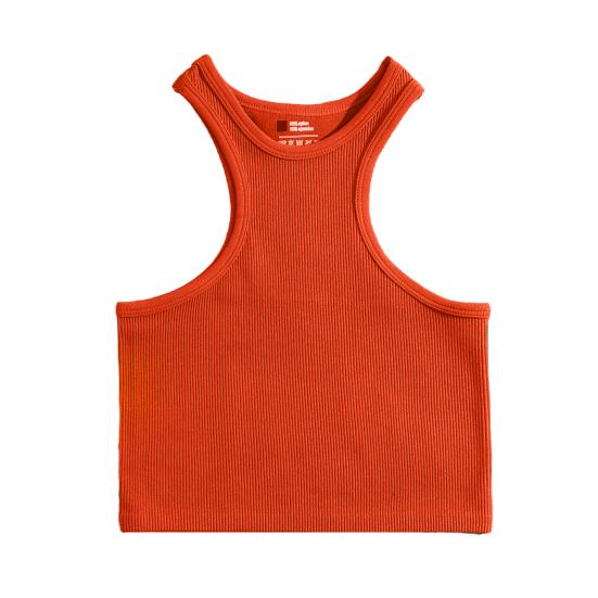 Women Running Vest O-Neck Sleeveless Short Tank Tops Solid Color Ribbed Elastic Fitting Quick Drying Racer Back Vest