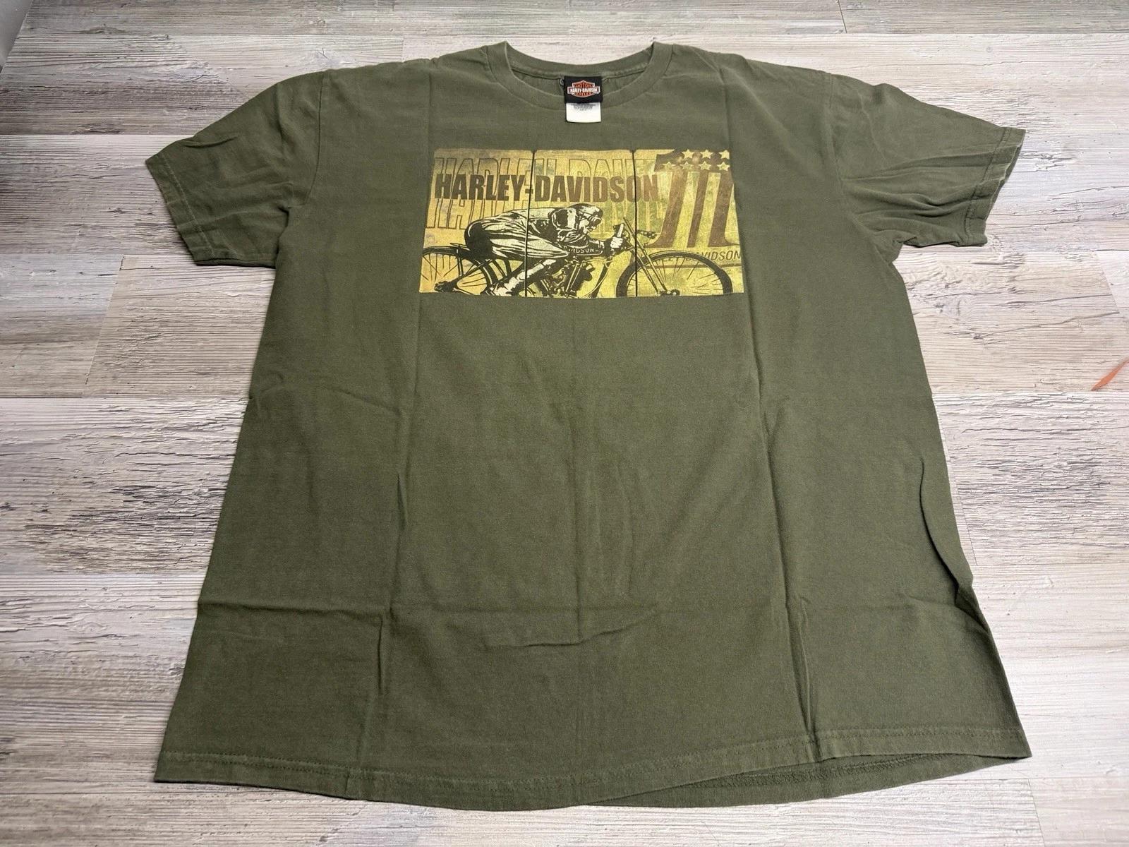 Harley Davidson New Smyrna Beach T-Shirt Faded Olive Green Biker Tee L