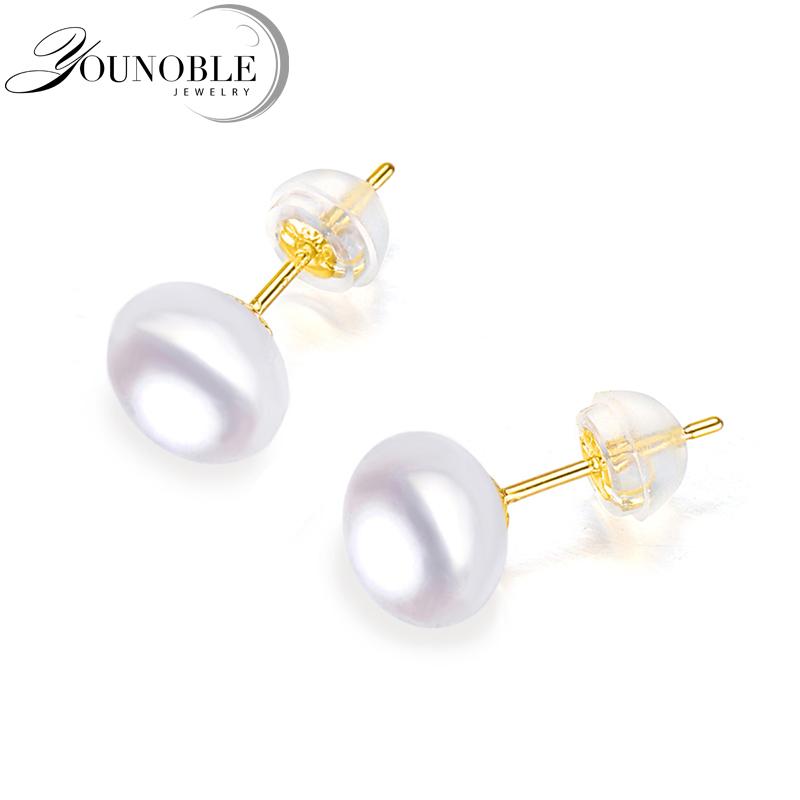 

Real 18k Gold Pearl Earrings for Women,White Black Natural Freshwater Pearl Earrings Gold AU750 Wife Mother Anniversary Gift Pin 7-8mm