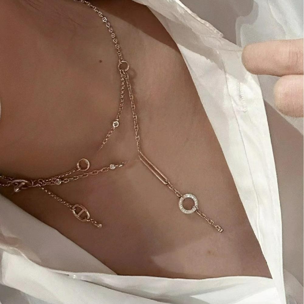 H Hög Version Ny Mode Grisnäsa Franskad Halsband Hög Nisch Design Mångsidig Nyckelbenskedja