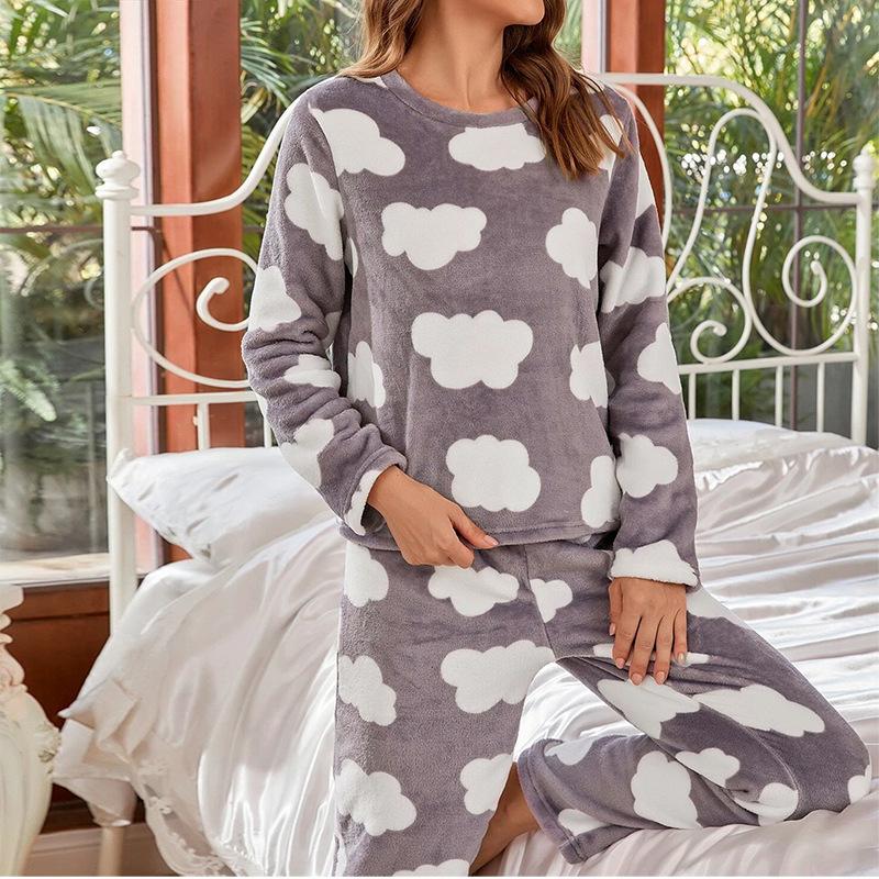 Pigiama Ispessito Caldo in Flanella Autunno e Inverno Taglie Forti Abbigliamento da Casa da Donna Può Essere Indossato Fuori La Tuta