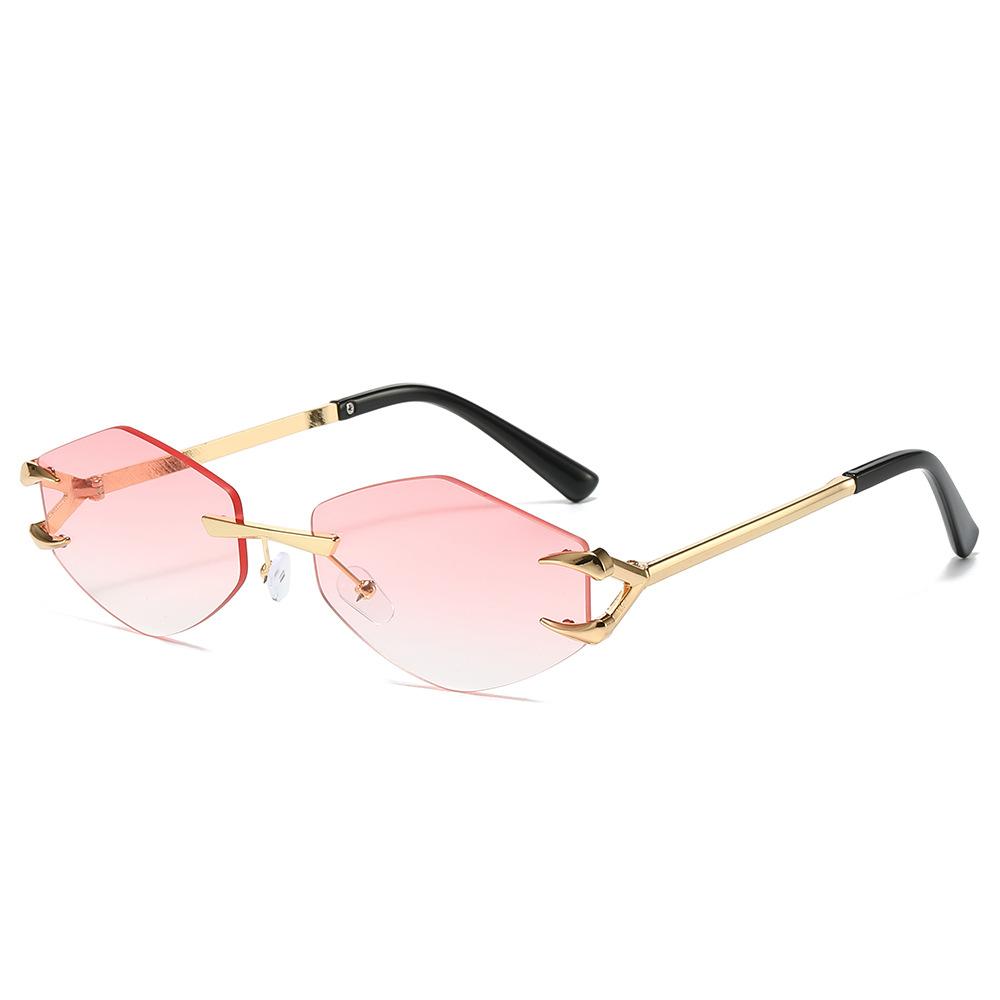 Personalized Rimless Rhombus Sunglasses Metal Frame Glasses Beach Transparent Sunglasses