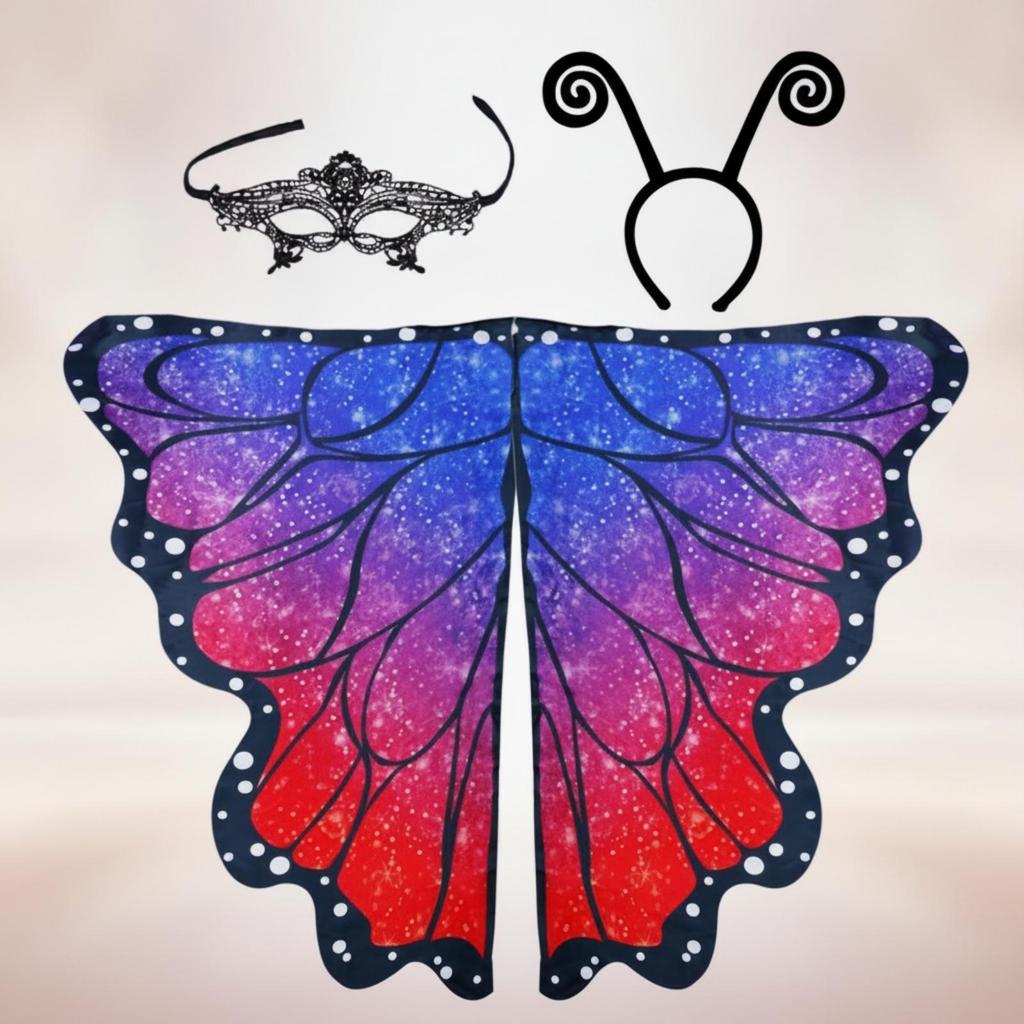 Butterfly Pinions with Mask and Headband One-Size for Cosplayers