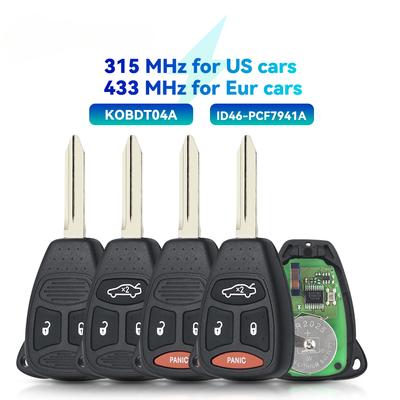 2/3/4 Buttons Remote Car Key for Dodge Chrysler Jeep Dakota Durango Charger 300 Aspen Grand Cherokee 315/433mhz KOBDT04A (no Battery)