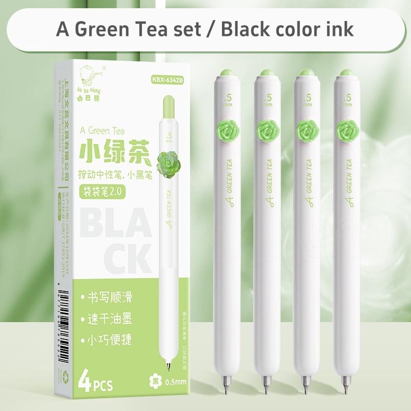 

Набор из 4 гелевых ручек серии «Красный цветок/Зеленый чай», шариковая ручка 0,5 мм, черные красные чернила для письма