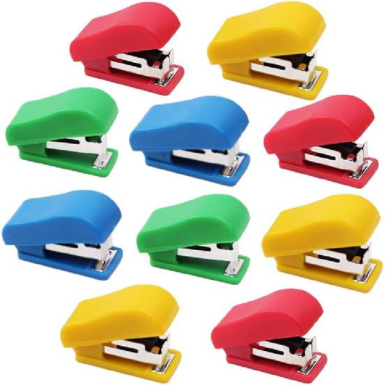 10 Set Mini Office Stapler with 10# Staples, Portable Desktop Stapler for Students