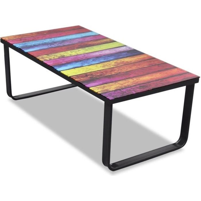VidaXL Coffee Table with Rainbow Print Glass Top