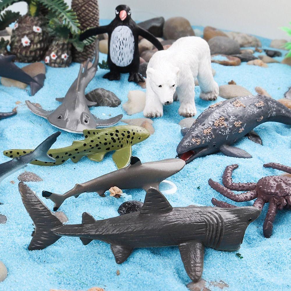 12pcs Mini Insects Simulation Ocean Animal Figurine Dog Cat Wild Animal Model  Kids Toys