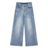 Plus Size Women Casual Wide Leg Straight Denim Long Pants
