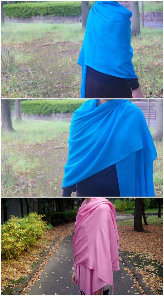 All Over the Large Solid Color with a Cashmere [.a World] Stole/Scarf, 100% Wool, Shawl, Soft, Touch, Women's Blanket, Off-White (Natural)