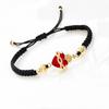 Red/Black Rope Braided Sacred Heart Shaped Crystal Cross Bracelet Classic for Men Women Lucky Religious Jewelry Party Gift