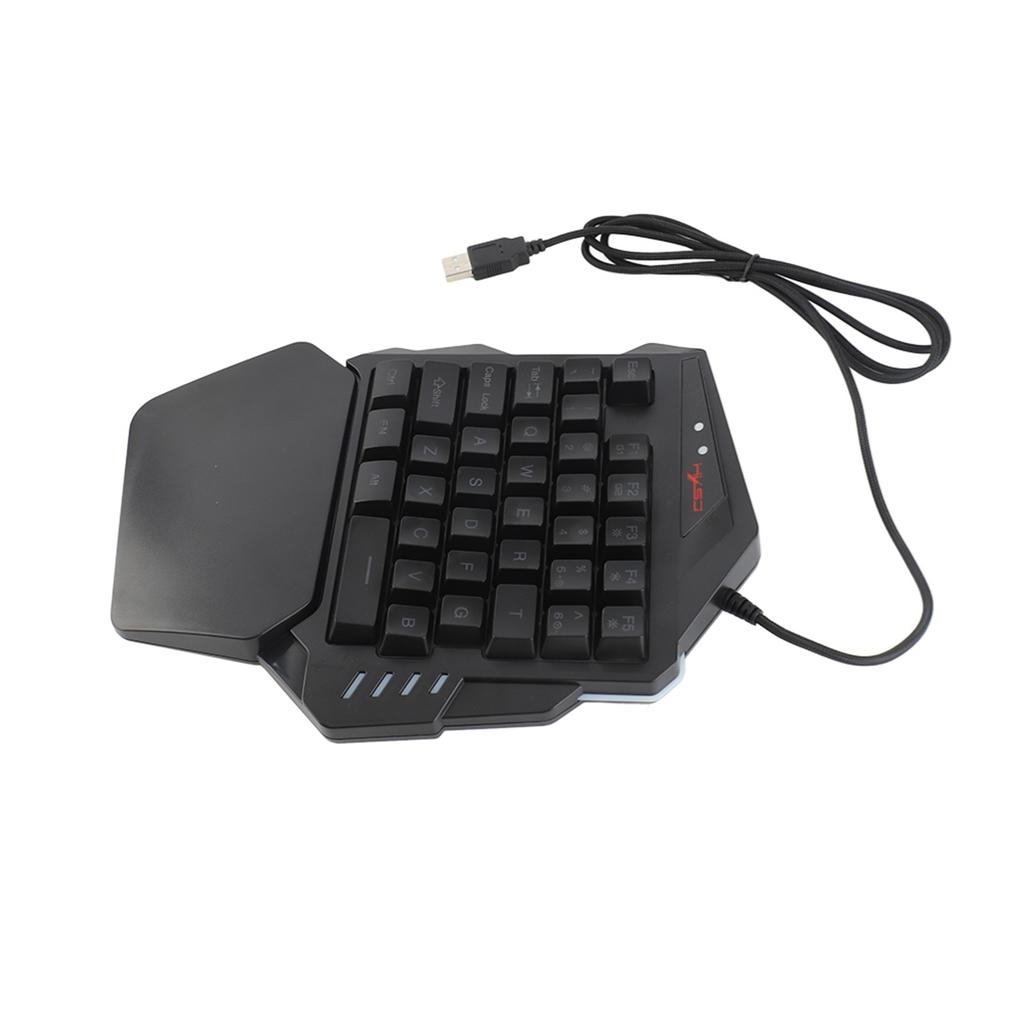 One Handed Gaming Keyboard USB RGB Wired Illuminated Keyboard Gaming Accessory for Desktop PC Laptop