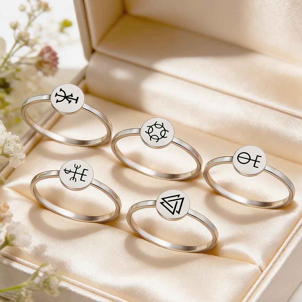 Dawapara Vintage Odin Symbol Ring Tribal Ancient Symbols Runes Wiccan Protection Amulet Finger Rings Stainless Steel Jewelry