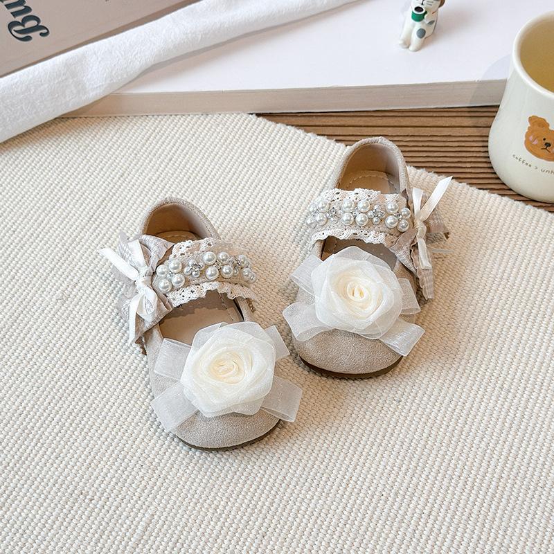Girls' small leather shoes2026Spring new mesh floral princess shoes, soft sole, non-slip, Korean style fashion shoes for little girls