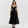 New Sexy Tube Top Deep VA Word Skirt Fashionable Crumpled Sleeveless Backless Long Dress European and American Style Dress