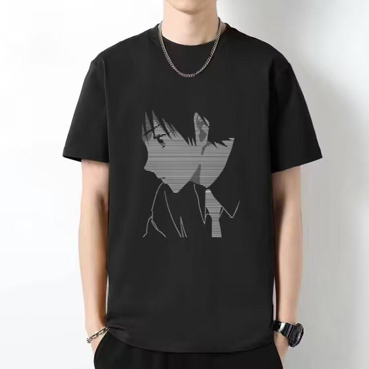 

Новинка] Летняя футболка с круглым вырезом и короткими рукавами, мужские повседневные универсальные топы, футболка с изображением аватара, мужская одежда L чёрный