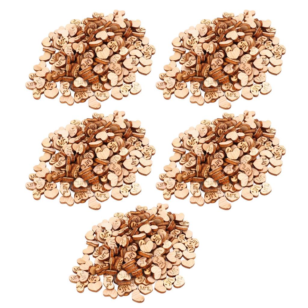 1000Pcs Wooden Love Hearts Confetti Well Polished Deformation Resistance Mr Mrs Lettering Wood