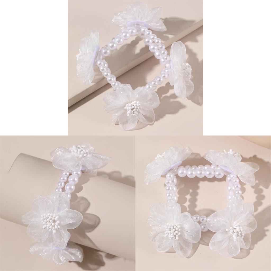 Handcrafted Floral Pearl Bridal Bracelet With Cloth Material For Wedding And Bridesmaids