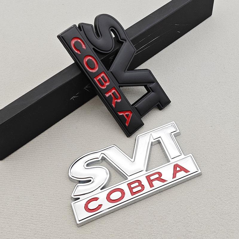 3D Metal Logo SVT COBRA Car Sticker Rear Trunk Badge Front Grille Emblem For Ford Mustang Shelby GT500 GT350 F150 GT Accessories