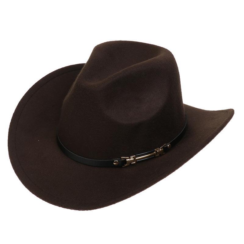 Western Cowboy Top Hat Spring And Autumn New Jazz Hat Big Brim Pentagram Belt Accessories Felt Hat Men And Women