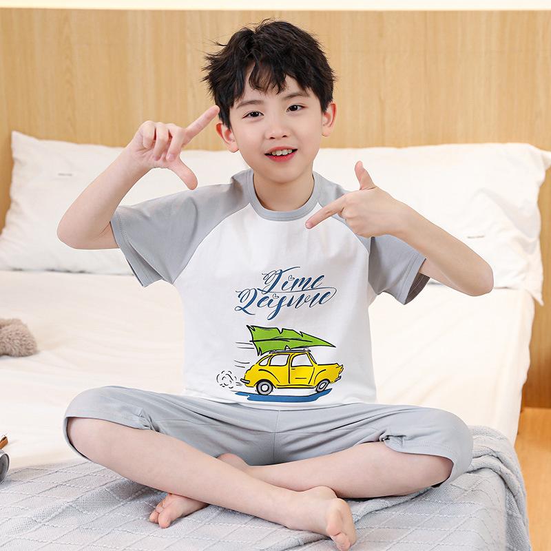 Children's Cotton Pajamas Summer Boys' Thin Short-sleeved Home Wear Girls' Casual Suit