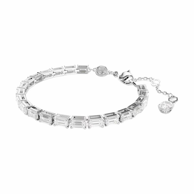 Swarovski Inlaid Design Rhodium-plated Zircon Bracelet Unisex Couple Style White 5707200