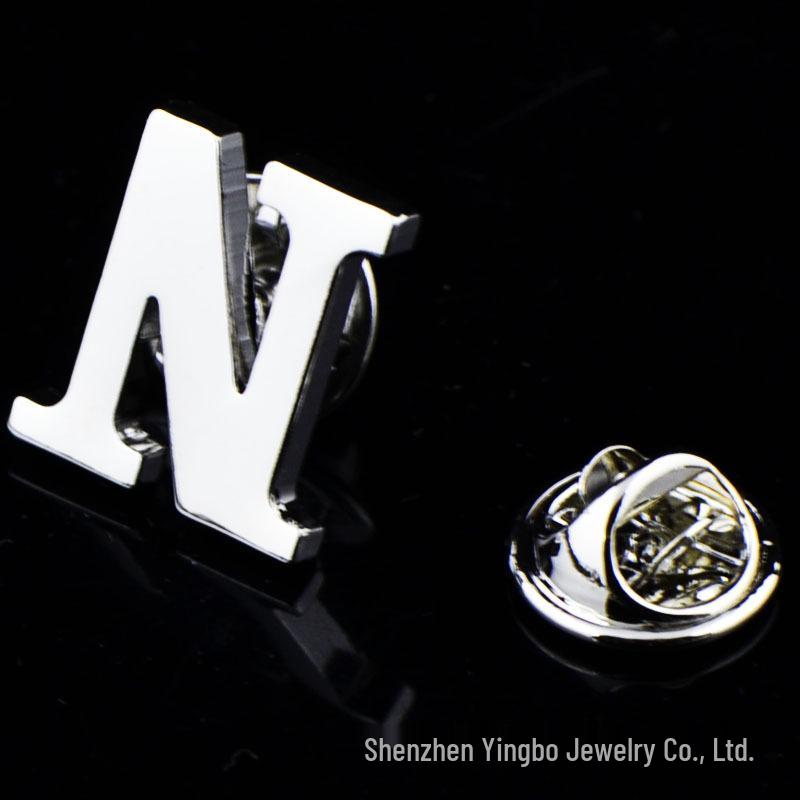 High-Quality Brass English Letter Brooches A-Z for Men & Women – Suit, Jacket, Shirt Badge.