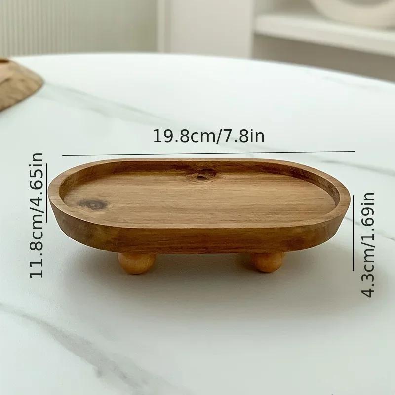 Creative Wooden Tray Cake Dessert Plate Restaurant Home Wooden Tray Round Elliptical Aromatherapy Ornament Tray