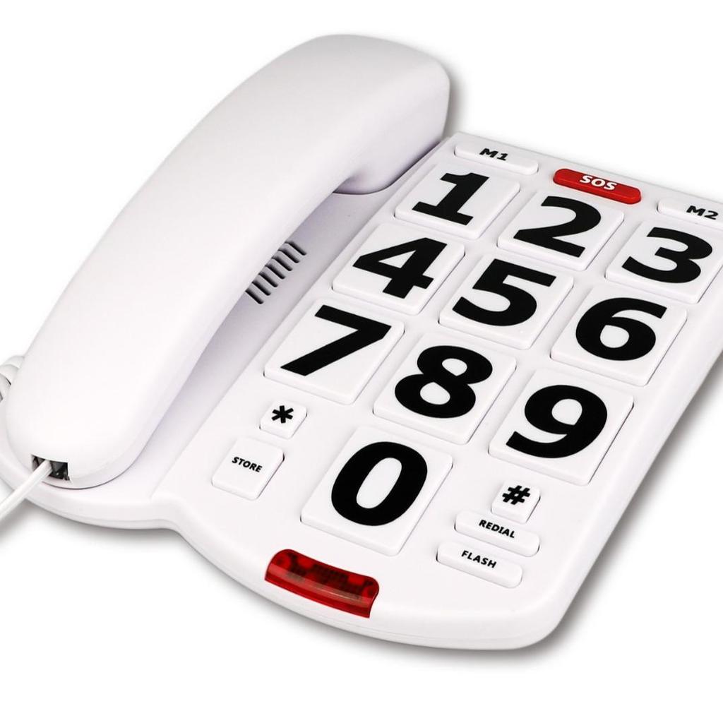 Drátový telefon s velkými tlačítky pro seniory, Nastavitelná hlasitost, Model v anglickém jazyce