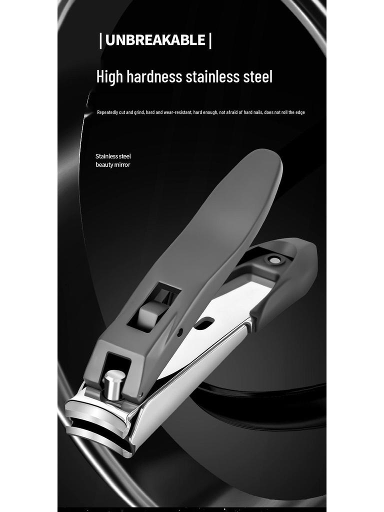 Stainless Steel Anti-Splash Nail Clippers with Large Opening and Debris Collection Compartment