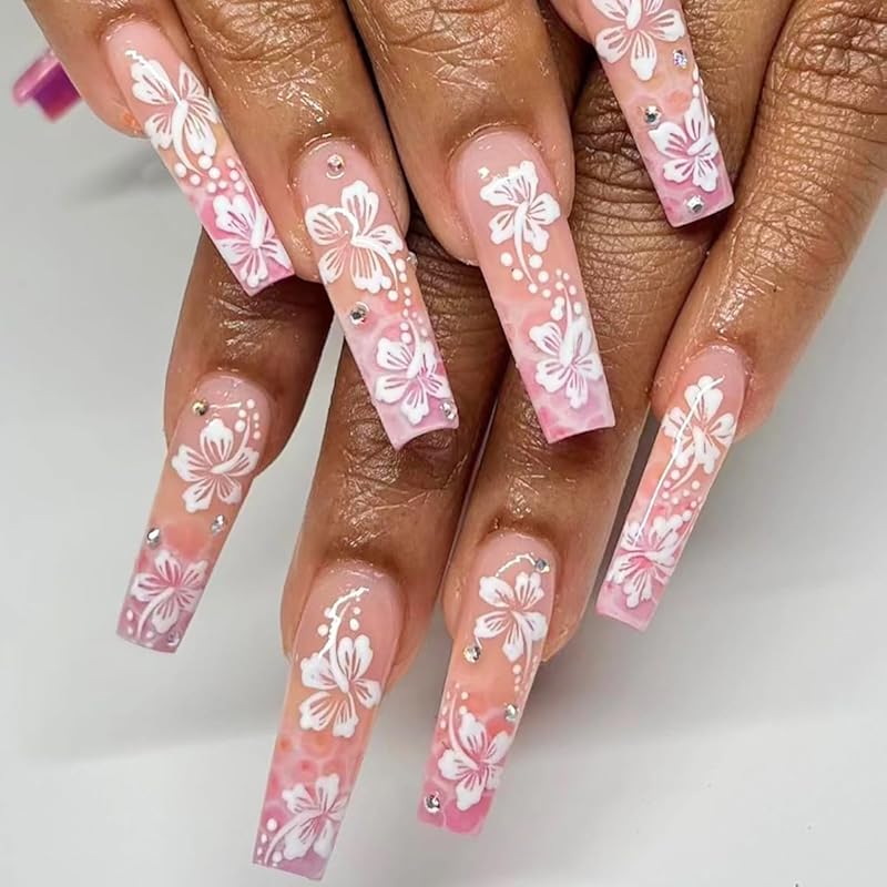 24 Pcs Halloween Press On Nails Short CEWEWP Square Cartoon Fake Nails Mummy Patch Press Ons Nail Tips Orange French Glue On Nails with Terror