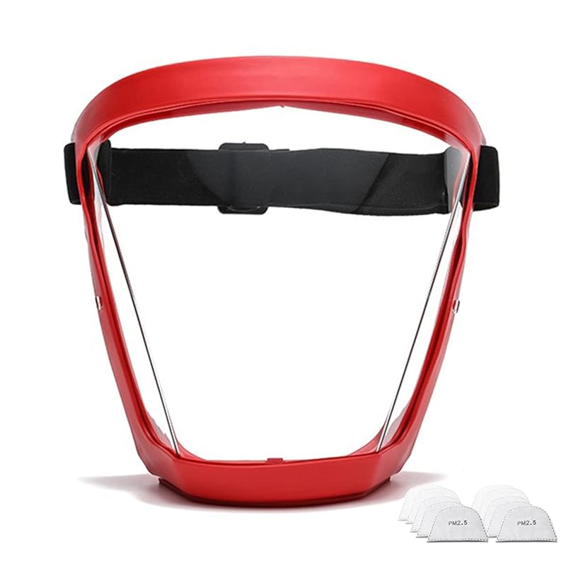 

FULIER Прозрачная маска для лица с защитой от запотевания, наружная полная защита, защитный экран для лица HD, прозрачная маска, заменяющая защитные очки (черный) красный