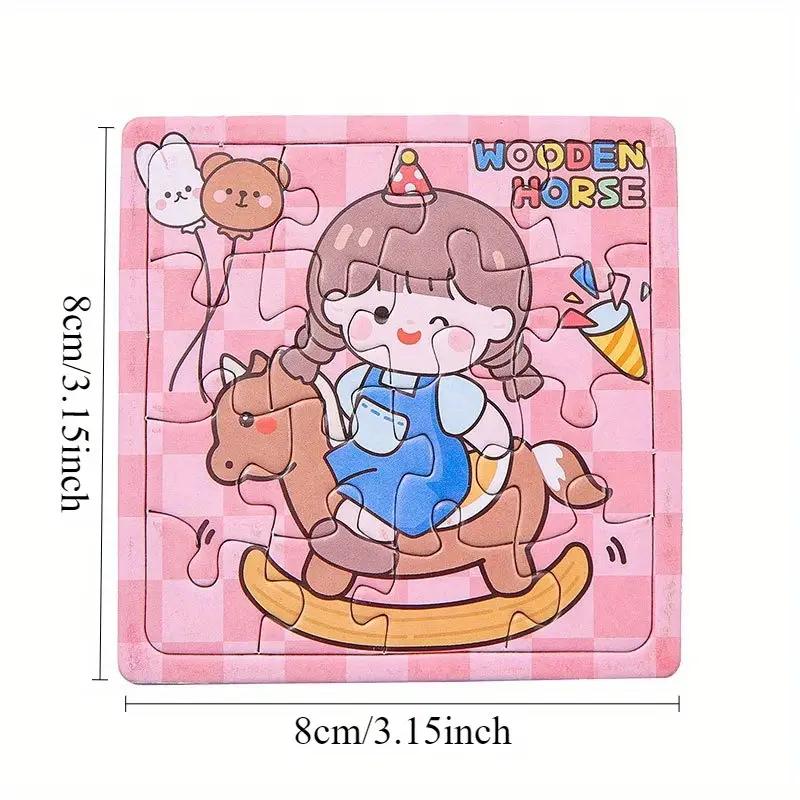 16PCS Children's Cartoon Paper Jigsaw Puzzles Elementary School Boys and Girls Early Education Educational Toys Kindergarten Class Gifts