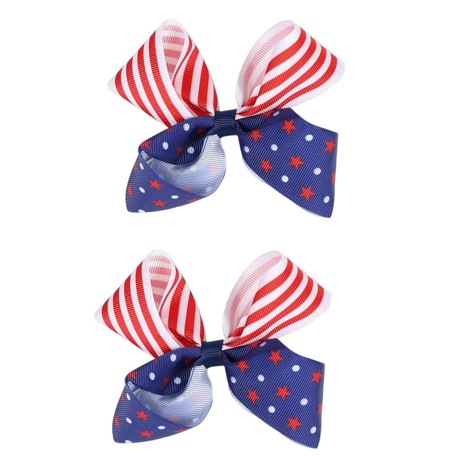 

2 шт. Детские заколки для волос для девочки, заколка-бант для детей, заколки для волос с пайетками ко Дню независимости, аксессуары, детские аксессуары для волос с бантом