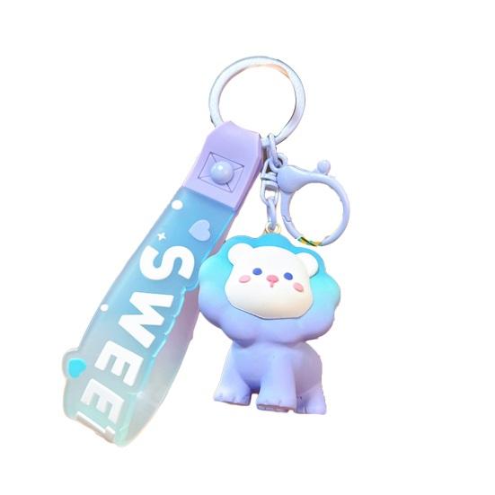 3D Cartoon Lion Keychain Cute Resin Animal Hanging Bag Charm for Purse Backpack