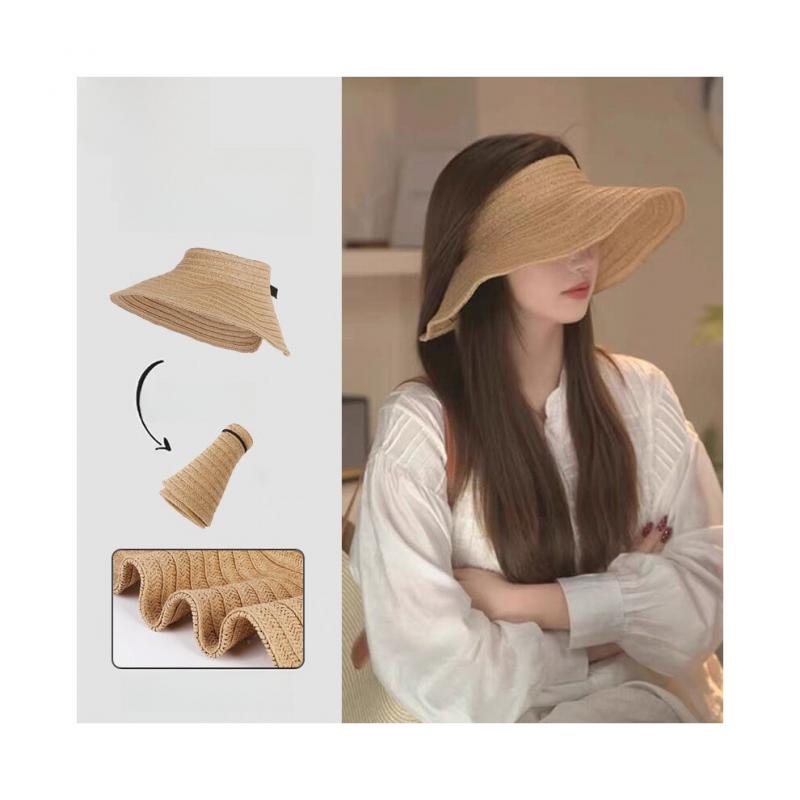 Simple Woven Women's Hat with a Wide Brim Summer Leisure Sun Protection for Going Out