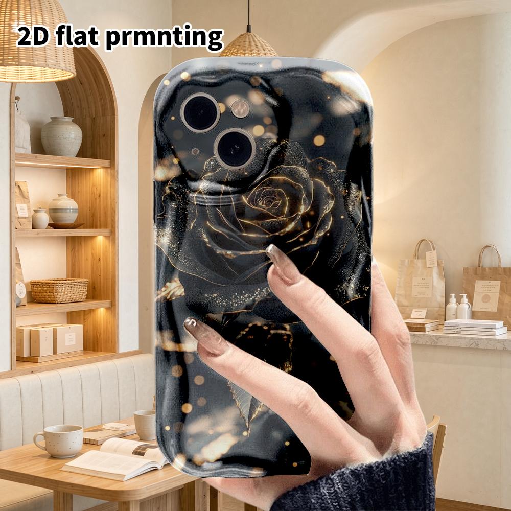 Phone Case: 2D flat design suitable for iPhone 18, 17, 16, 15, 14, 13 Pro film protective case, couple style, bordered rose, Christmas and Halloween g