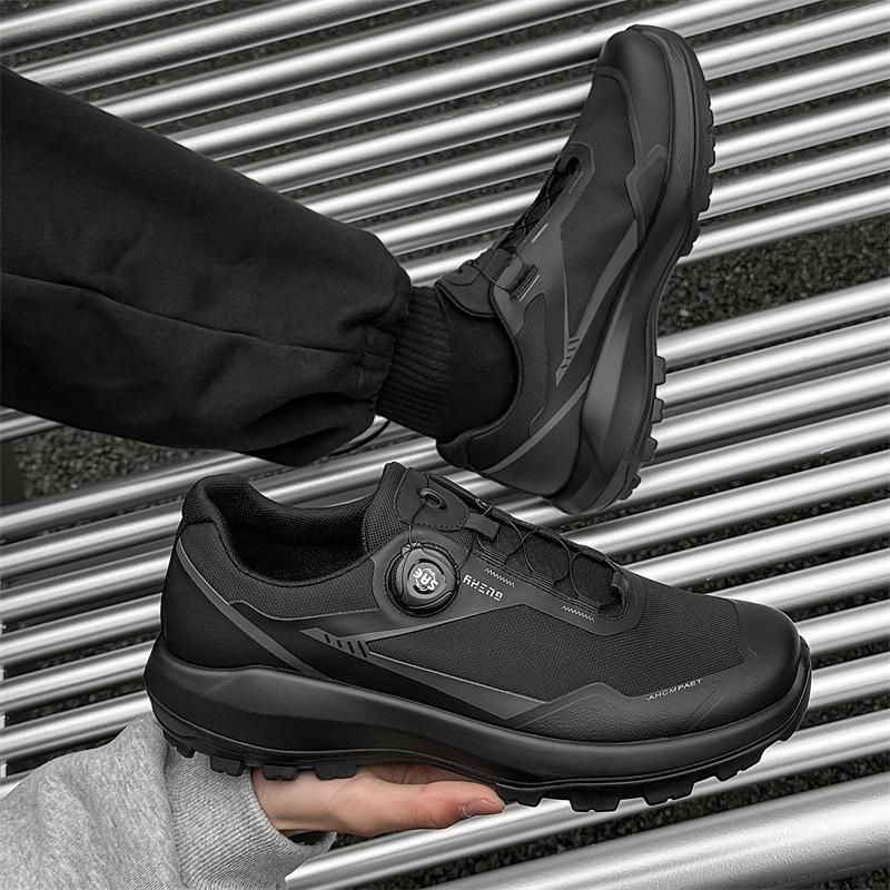 Men's Year-Round Comfortable Thick Sole Hiking Sneakers with Rotating Button Closure