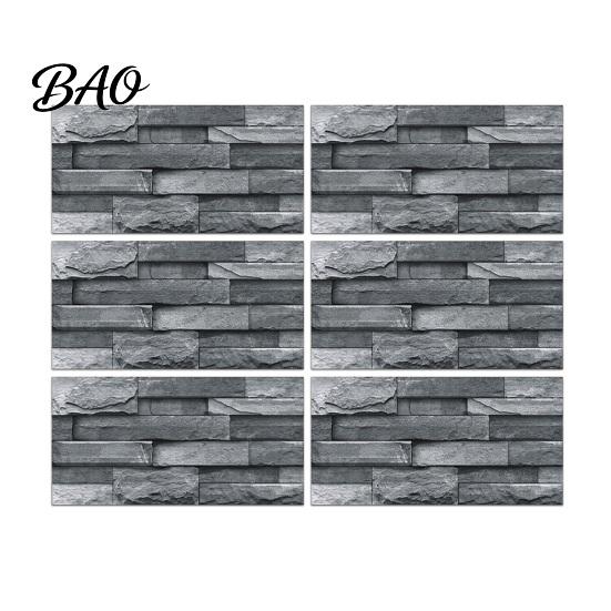 Waterproof Kitchen Backsplash Tiles 6Pcs Vintage Faux Stone Self?Adhesive Wall Tiles, Oil?Proof Moisture-proof Stickers for Bathroom Sticker, Peel