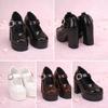 Sunny Step Platform Doll Heel Strap Shoes for Miniature Shoes for Doll Doll Clothes Shoes, Dolls, Black, Lolita, Enamel, Brown, White, Dolls,