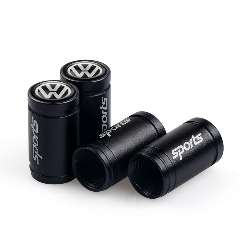 For Volkswagen 4pcs Car Wheel Tire Valve Caps Tyre Rim Stem Airdust Cover For Volkswagen VW Passat b6 b8 Tiguan Polo R Line GTI Golf 5 7 Caddy