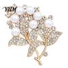 Wedding Party Brooch Flower Branch with Faux Pearls Rhinestones, Decorative Lapel Pin Daily Wear for Party, Dainty Jewelry Accessory Women Girls