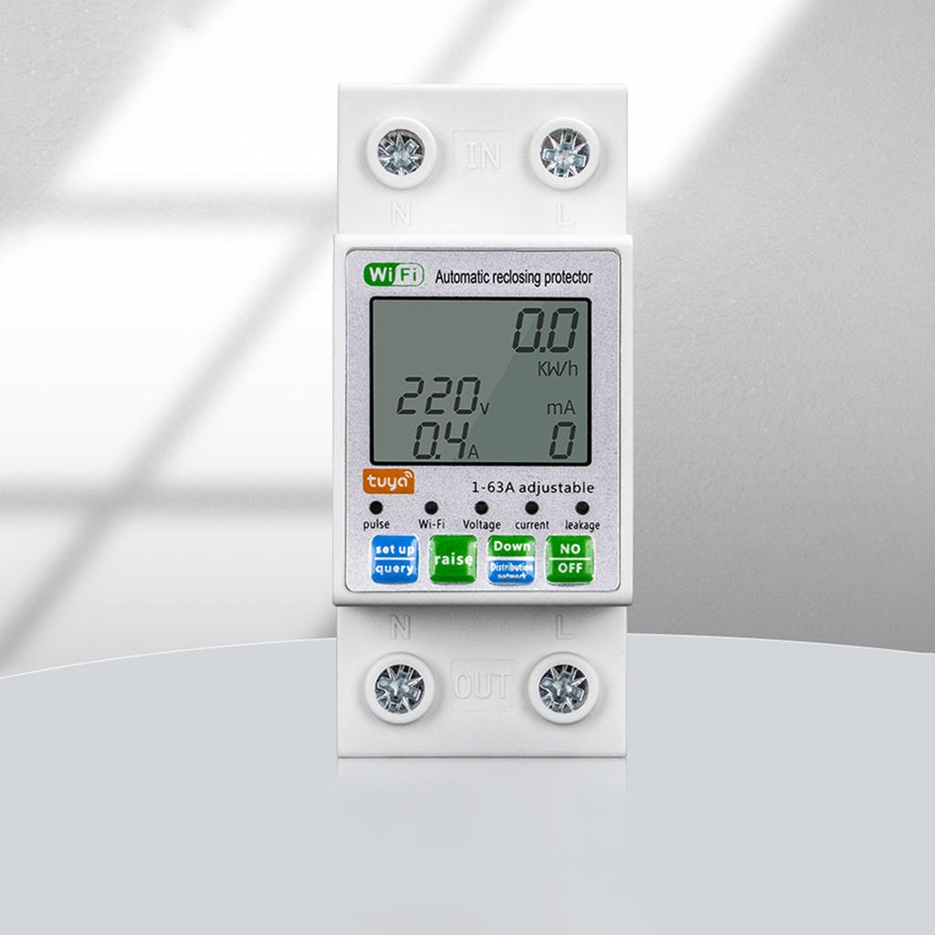 Intelligent Automatic Reclosing Protector for Tuya WiFi Multifunctional Current Voltage Monitoring Meter LCD Display Switch