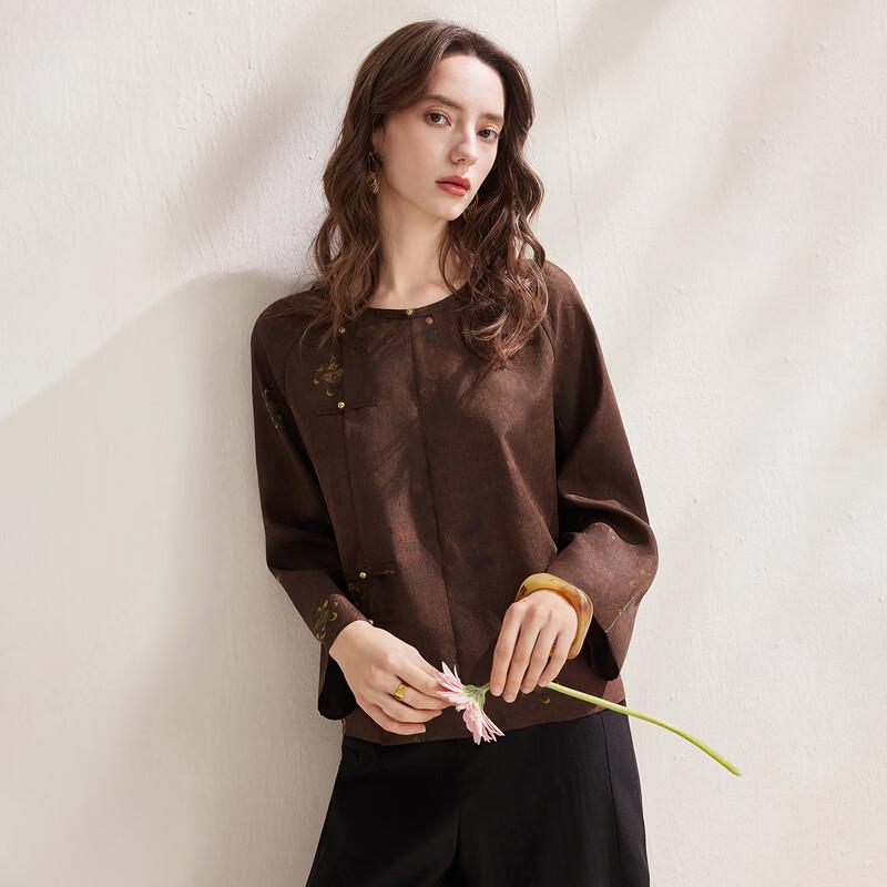 Zhaojun New Chinese Style Mulberry Silk Xiangyunsha Long Sleeve Top