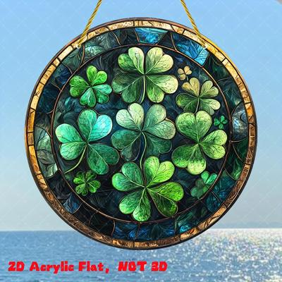 2D Flat Acrylic Clover Lucky Decoration, Indoor and Outdoor Decoration - No Battery/electricity Required, Shop Decoration, Durable Outdoor Decoration,