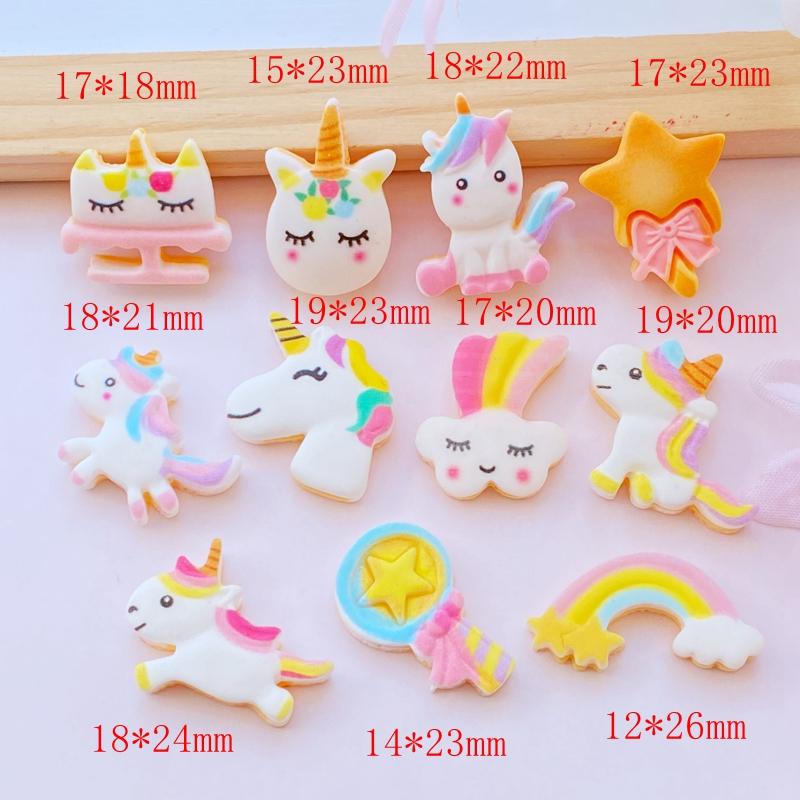 10Pcs New Kawaii Resin Mixed Cartoon Mini Unicorn Series Flat Back Cabochon Crafts Clothing DIY Scrapbooking Accessories