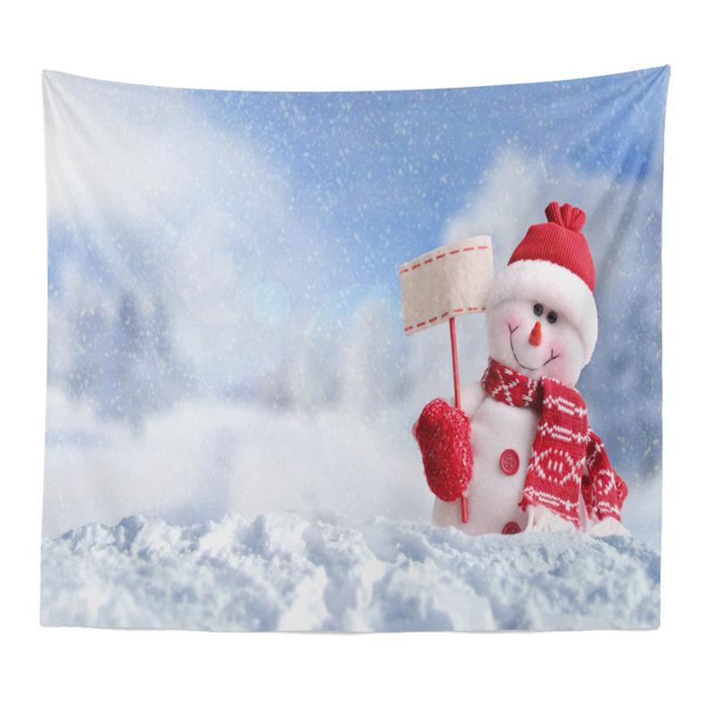 Christmas Snowman Tapestry - Festive Living Room Wall Hanging, Polyester Fabric Décor