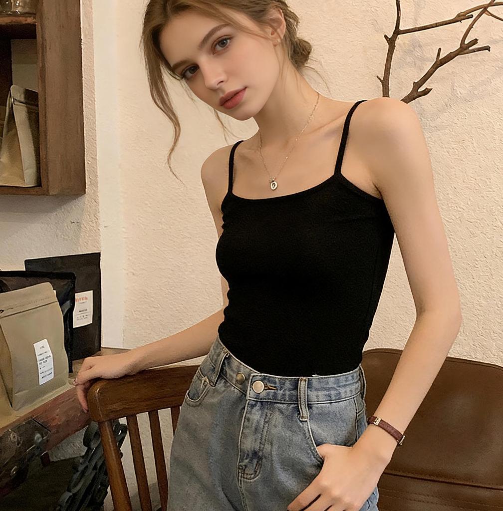 European & American Slimming Camisole: Simple Solid Color, Beautiful Back, Versatile Summer Innerwear/Outerwear for Students